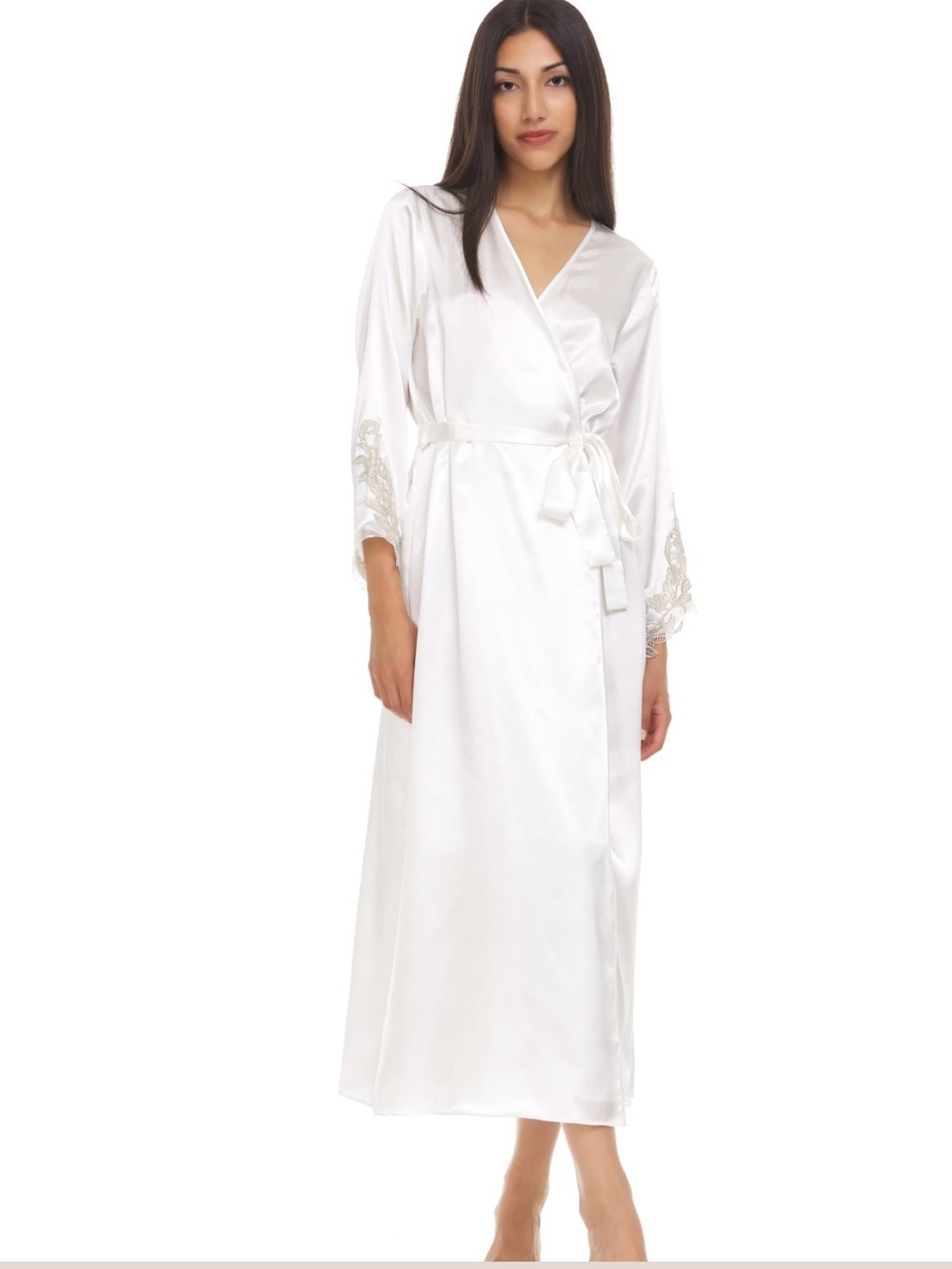 Flora Nikrooz Stella Long Robe Ivory Bridal Collection Women’s Size S/M NWT